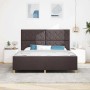 Estructura de cama con cabecera Marrón oscuro 180 x 200 cm tela