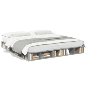 Estructura de cama madera de ingeniería gris hormigón 180x200cm de vidaXL, Camas y somieres - Ref: Foro24-3280457, Precio: 15...