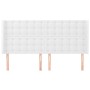 Cabecero con orejas de cuero sintético blanco 203x16x118/128 cm