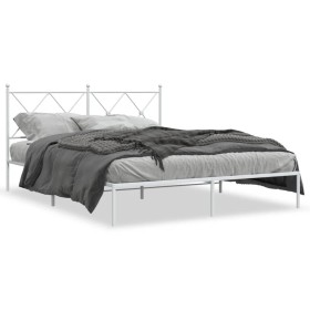 Bettgestell aus Metall mit weißem Kopfteil 150x200 cm von vidaXL, Betten und Lattenroste - Ref: Foro24-376553, Preis: 102,79 ...