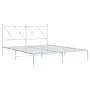 Metal bed frame with white headboard 150x200 cm by vidaXL, Beds and slatted bases - Ref: Foro24-376553, Price: 101,37 €, Disc...