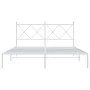 Metal bed frame with white headboard 150x200 cm by vidaXL, Beds and slatted bases - Ref: Foro24-376553, Price: 101,37 €, Disc...