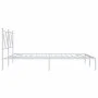 Metal bed frame with white headboard 150x200 cm by vidaXL, Beds and slatted bases - Ref: Foro24-376553, Price: 101,37 €, Disc...