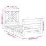 Bed frame with solid pine wood headboard 100x200 cm by vidaXL, Beds and slatted bases - Ref: Foro24-3281575, Price: 146,79 €,...