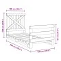 Bed frame with solid pine wood headboard 100x200 cm by vidaXL, Beds and slatted bases - Ref: Foro24-3281575, Price: 145,10 €,...