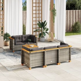 Gartenmöbel-Set, 6-teilig, mit grauen Polstern aus synthetischem Rattan. von vidaXL, Gartensets - Ref: Foro24-3261732, Preis:...
