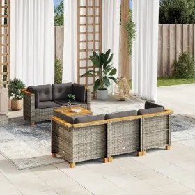 Set de muebles de jardín 6 pzas y cojines ratán sintético gris by vidaXL, Garden sets - Ref: Foro24-3261732, Price: 451,49 €,...