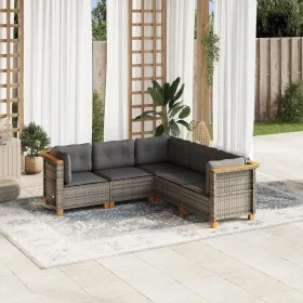 Juego de sofás jardín con cojines 5 pzas ratán sintético gris by vidaXL, Garden sets - Ref: Foro24-3261822, Price: 386,44 €, ...