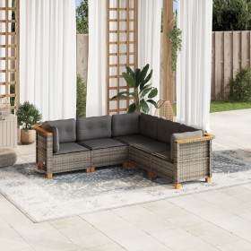 Juego de sofás jardín con cojines 5 pzas ratán sintético gris by vidaXL, Garden sets - Ref: Foro24-3261822, Price: 361,48 €, ...