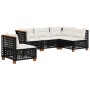 Gartenmöbel-Set 5-teilig mit schwarzen Polstern aus synthetischem Rattan von vidaXL, Gartensets - Ref: Foro24-3261836, Preis:...