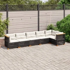 Set de sofás de jardín 6 piezas y cojines ratán sintético negro by vidaXL, Garden sets - Ref: Foro24-3261848, Price: 457,88 €...