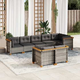 Set de sofás de jardín 8 pzas y cojines ratán sintético gris by vidaXL, Garden sets - Ref: Foro24-3261888, Price: 569,91 €, D...