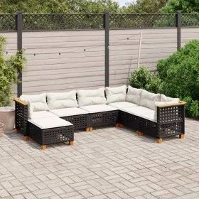 Gartensofagarnitur 7-teilig mit schwarzen Polstern aus synthetischem Rattan von vidaXL, Gartensets - Ref: Foro24-3261938, Pre...