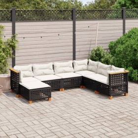 Set de sofás de jardín 7 pzas con cojines ratán sintético negro by vidaXL, Garden sets - Ref: Foro24-3261938, Price: 520,86 €...