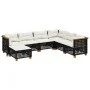Set de sofás de jardín 7 pzas con cojines ratán sintético negro de vidaXL, Conjuntos de jardín - Ref: Foro24-3261938, Precio:...
