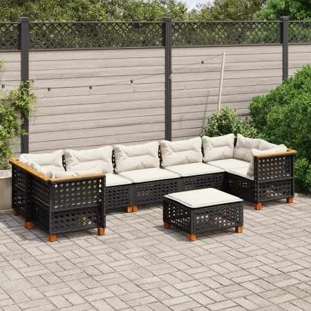 8-teiliges Gartensofa-Set und Kissen aus schwarzem Kunststoff-Rattan. von vidaXL, Gartensets - Ref: Foro24-3261764, Preis: 62...