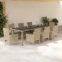 Set comedor jardín 9 pzas cojines ratán sintético vidrio beige de vidaXL, Conjuntos de jardín - Ref: Foro24-3278593, Precio: ...