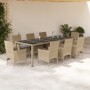 Set comedor jardín 9 pzas cojines ratán sintético vidrio beige by vidaXL, Garden sets - Ref: Foro24-3278593, Price: 653,65 €,...