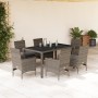 Set comedor jardín 7 pzas y cojines ratán sintético vidrio gris by vidaXL, Garden sets - Ref: Foro24-3278558, Price: 486,03 €...