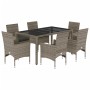 Set comedor jardín 7 pzas y cojines ratán sintético vidrio gris by vidaXL, Garden sets - Ref: Foro24-3278558, Price: 486,03 €...