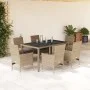 Set comedor jardín 7 pzas cojines ratán sintético vidrio beige by vidaXL, Garden sets - Ref: Foro24-3278564, Price: 515,28 €,...