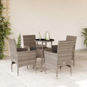 Garten-Essgruppe, 5-teilig, mit synthetischem Rattan und grauem Glas-Kissen. von vidaXL, Gartensets - Ref: Foro24-3278622, Pr...