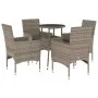 Garten-Essgruppe, 5-teilig, mit synthetischem Rattan und grauem Glas-Kissen. von vidaXL, Gartensets - Ref: Foro24-3278622, Pr...