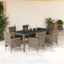 Garten-Essgruppe, 7-teilig, mit synthetischem Rattan und grauem Glas-Kissen. von vidaXL, Gartensets - Ref: Foro24-3278655, Pr...