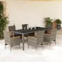Garten-Essgruppe, 7-teilig, mit synthetischem Rattan und grauem Glas-Kissen. von vidaXL, Gartensets - Ref: Foro24-3278655, Pr...