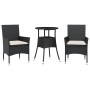Set comedor jardín 3 pzas cojines ratán sintético vidrio negro by vidaXL, Garden sets - Ref: Foro24-3278615, Price: 170,42 €,...