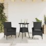 Set comedor jardín 3 pzas cojines ratán sintético vidrio negro by vidaXL, Garden sets - Ref: Foro24-3278617, Price: 169,68 €,...