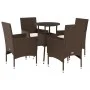 Garten-Essgruppe 5-teilig mit synthetischem Rattan, braunen Kissen und Glasplatte. von vidaXL, Gartensets - Ref: Foro24-32786...