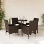 Garten-Essgruppe 5-teilig mit synthetischem Rattan, braunen Kissen und Glasplatte. von vidaXL, Gartensets - Ref: Foro24-32786...