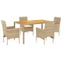 Set de comedor jardín 5 pzas con cojines ratán PE acacia beige by vidaXL, Garden sets - Ref: Foro24-3278683, Price: 424,55 €,...