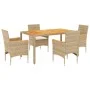 Set de comedor jardín 5 pzas con cojines ratán PE acacia beige by vidaXL, Garden sets - Ref: Foro24-3278641, Price: 426,09 €,...