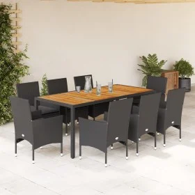 Garten-Essgruppe, 9-teilig, mit PE-Rattan-Akazie-Schwarzkissen. von vidaXL, Gartensets - Ref: Foro24-3278674, Preis: 693,55 €...