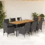 Set de comedor jardín 9 pzas con cojines ratán PE acacia negro by vidaXL, Garden sets - Ref: Foro24-3278674, Price: 693,55 €,...