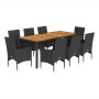 Garten-Essgruppe, 9-teilig, mit PE-Rattan-Akazie-Schwarzkissen. von vidaXL, Gartensets - Ref: Foro24-3278674, Preis: 649,99 €...