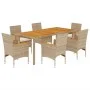 Set de comedor jardín 7 pzas con cojines ratán PE acacia beige by vidaXL, Garden sets - Ref: Foro24-3278643, Price: 602,87 €,...