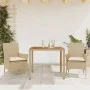 Set de comedor jardín 3 pzas con cojines ratán PE acacia beige by vidaXL, Garden sets - Ref: Foro24-3278681, Price: 247,03 €,...