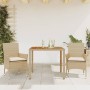 Set de comedor jardín 3 pzas con cojines ratán PE acacia beige by vidaXL, Garden sets - Ref: Foro24-3278681, Price: 226,83 €,...