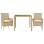 Set de comedor jardín 3 pzas con cojines ratán PE acacia beige by vidaXL, Garden sets - Ref: Foro24-3278681, Price: 226,83 €,...