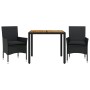 Set de comedor jardín 3 pzas con cojines ratán PE acacia negro by vidaXL, Garden sets - Ref: Foro24-3278669, Price: 237,43 €,...