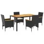 Set de comedor jardín 5 pzas con cojines ratán PE acacia negro by vidaXL, Garden sets - Ref: Foro24-3278629, Price: 413,18 €,...