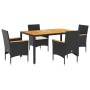 Set de comedor jardín 5 pzas con cojines ratán PE acacia negro by vidaXL, Garden sets - Ref: Foro24-3278629, Price: 404,60 €,...