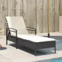Tumbona con cojín ratán sintético negro 63x200x81 cm by vidaXL, Loungers - Ref: Foro24-368299, Price: 151,26 €, Discount: %