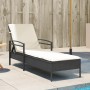 Tumbona con cojín ratán sintético negro 63x200x81 cm by vidaXL, Loungers - Ref: Foro24-368299, Price: 142,86 €, Discount: %