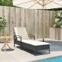 Tumbona con cojín ratán sintético negro 63x200x81 cm by vidaXL, Loungers - Ref: Foro24-368299, Price: 151,26 €, Discount: %