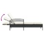 Tumbona con cojín ratán sintético negro 63x200x81 cm by vidaXL, Loungers - Ref: Foro24-368299, Price: 142,86 €, Discount: %
