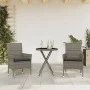 Mesita y sillas con cojines 3 pzas ratán sintético vidrio gris by vidaXL, Garden sets - Ref: Foro24-3278750, Price: 180,60 €,...
